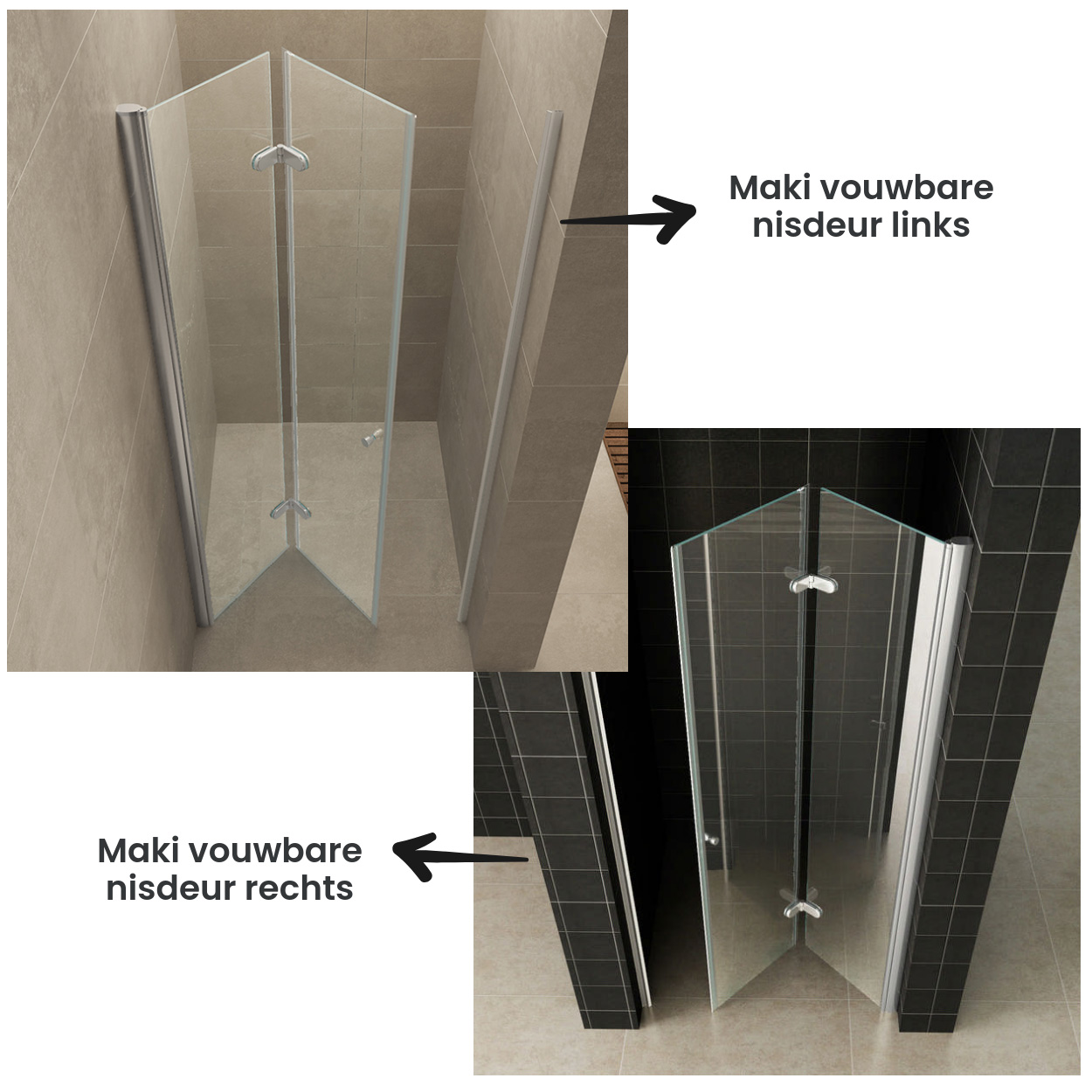 Wiesbaden Maki Vouwbare Nisdeur 8mm Nano Helder Glas/Chroom